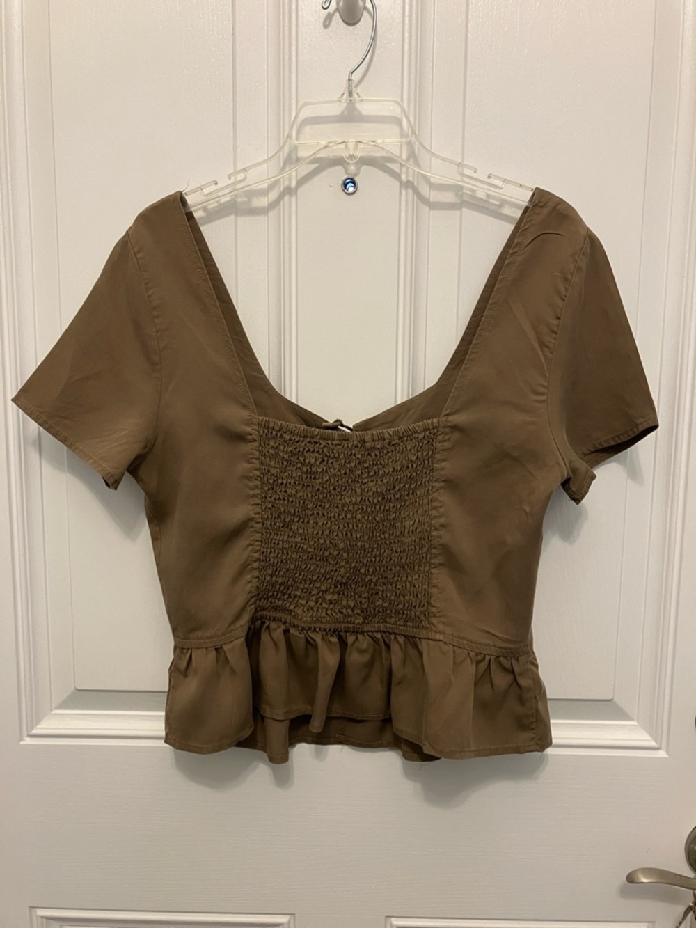 Women's Lace-Up Peplum Top in Olive Brown Renaissance Festival Wear Size Large - Picture 3 of 8